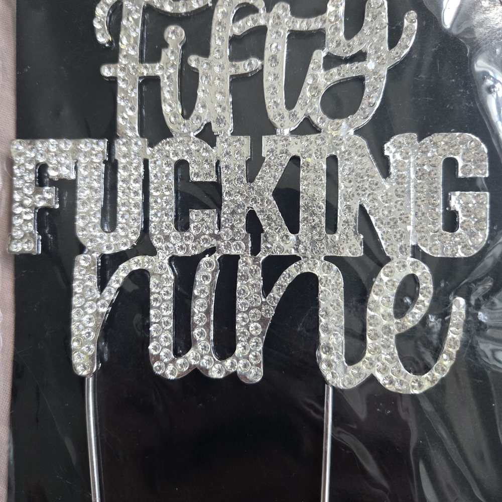 Silver Glitter Cake Topper for 59th Birthday